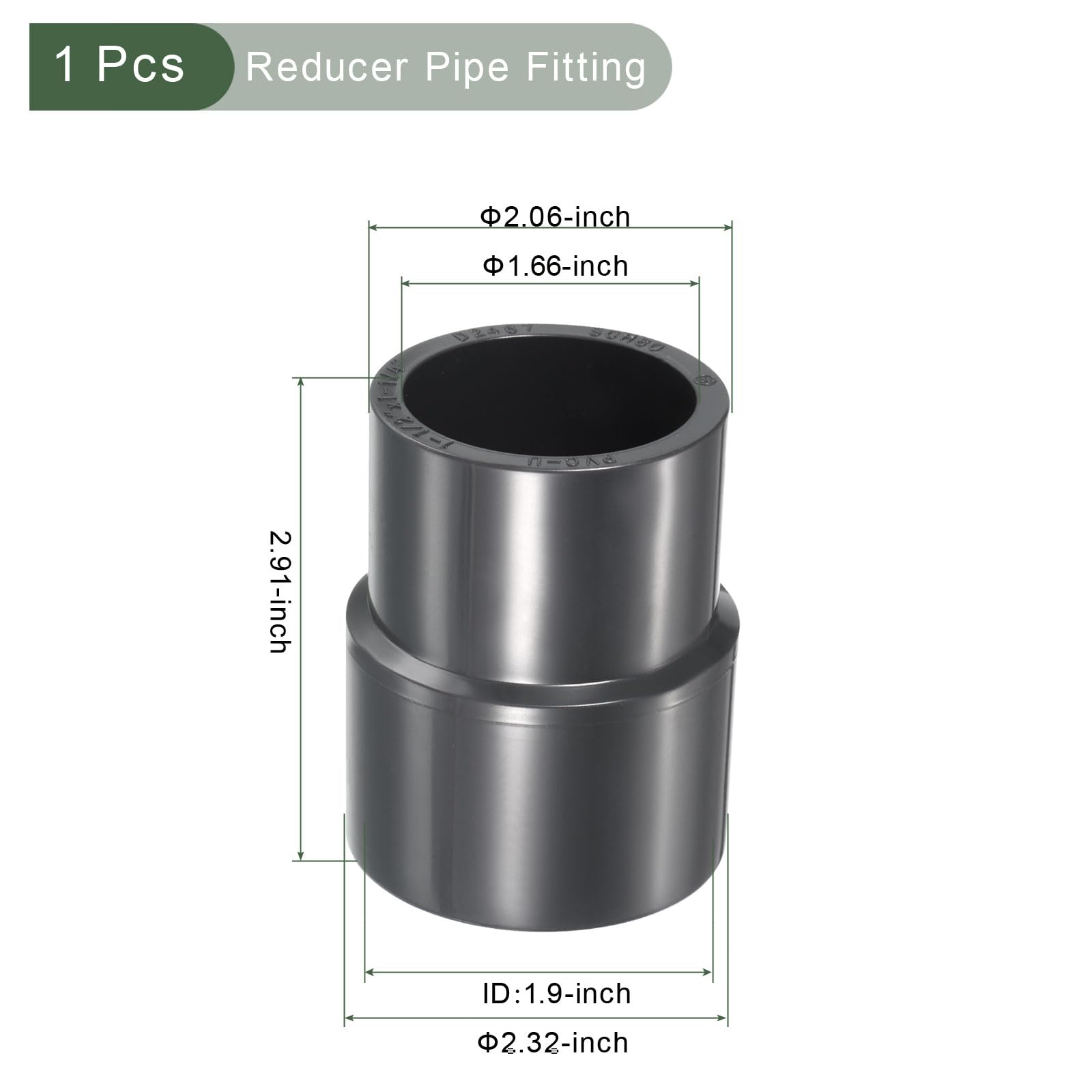 YOKIVE UPVC Reducer Fitting, Straight Adapter Connector Connect Pipe Socket Schedule 80, Great for Bathroom Kitchen - Image 2