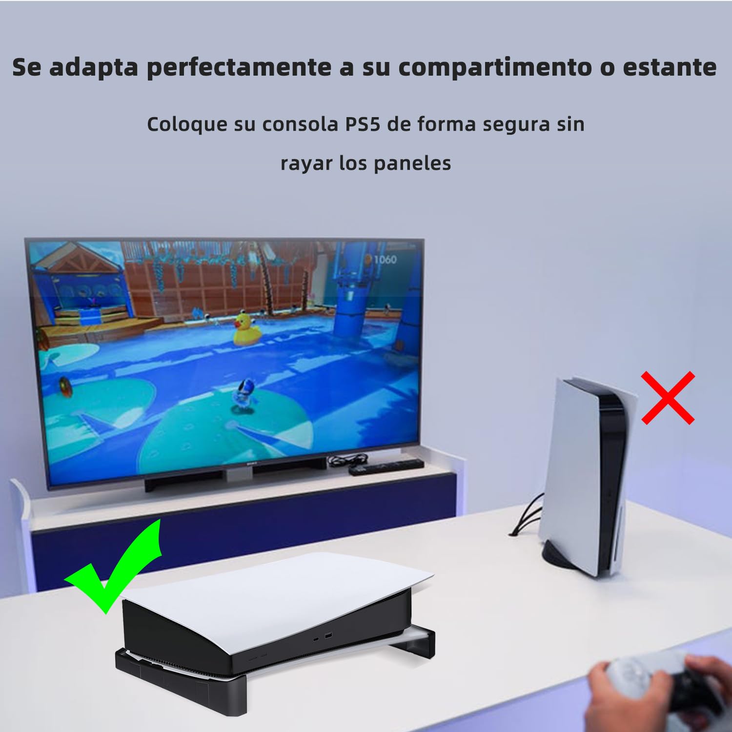 Mcbazel Soporte Horizontal Compatible con Consola 2020 PS5 Console PS5 DE/UHD, Soporte de Base para Disco PS5 y Consola de edición Digital, con máscaras Antideslizantes - Negro(No para PS5 Slim/Pro)