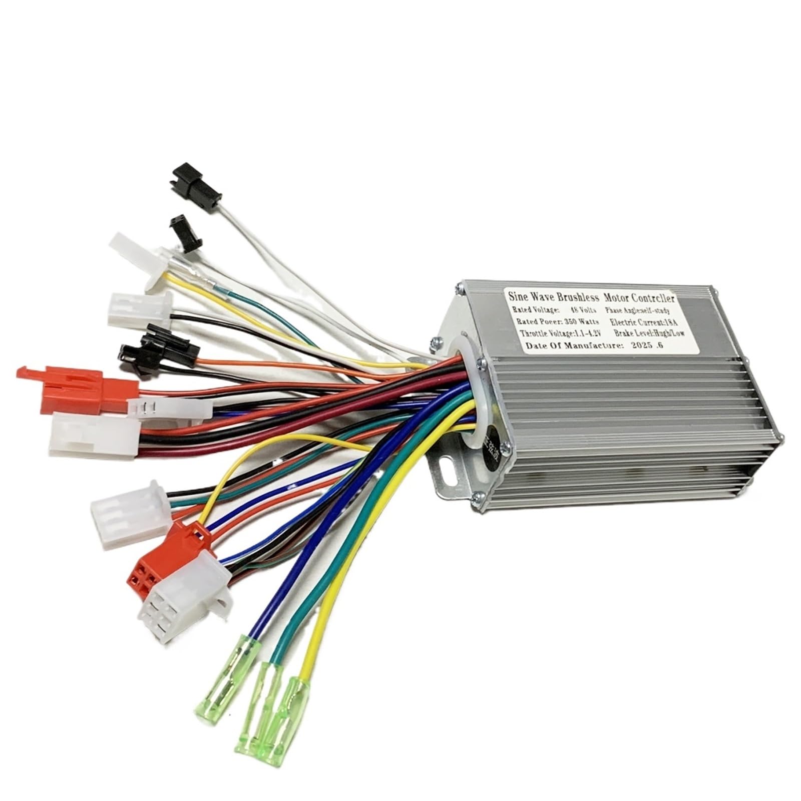 Controlador de Motor sin escobillas de onda sinusoidal de tres modos, 48V/52V/64V, 350W, 18A, 6 Mosfet for bicicleta eléctrica, controlador de Scooter