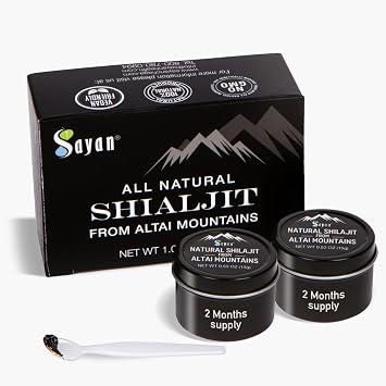 Sayan Pure Authentic Altai Shilajit Resin - 30 Grams, 4 Month Supply - High Efficacy Organic Fulvic Acid Supplement for Women and Men to Support Immune System, Energy, Detox - Vegan, Non-GMO