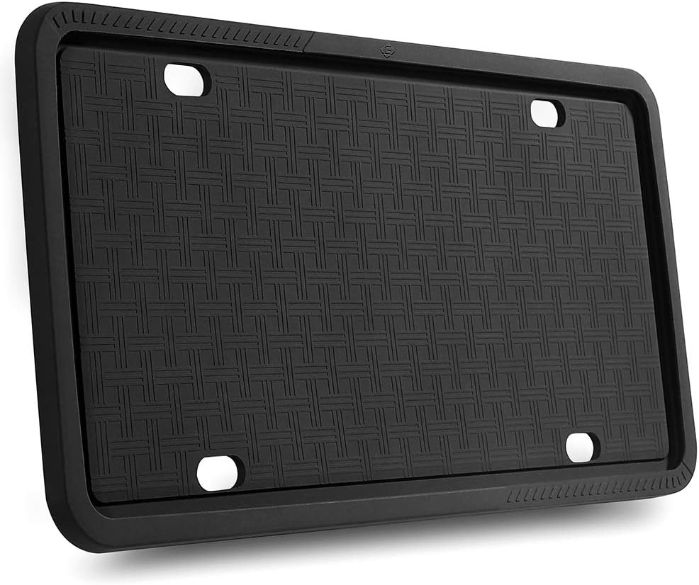 License Plate Frames - Silicone License Plate Frame with Patented Design 5 Drainage Holes, Rain-Proof, Anti-Rust and Anti-Rattle for Car License Plate Frame