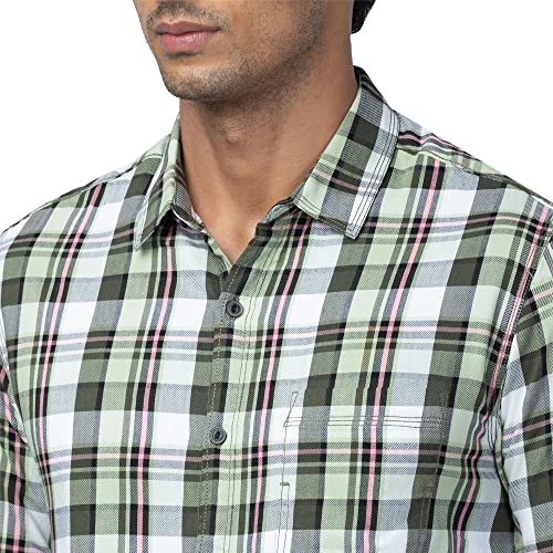 Image of Spykar Men's Slim Fit N /A Full Sleeve Checked Casual Shirts