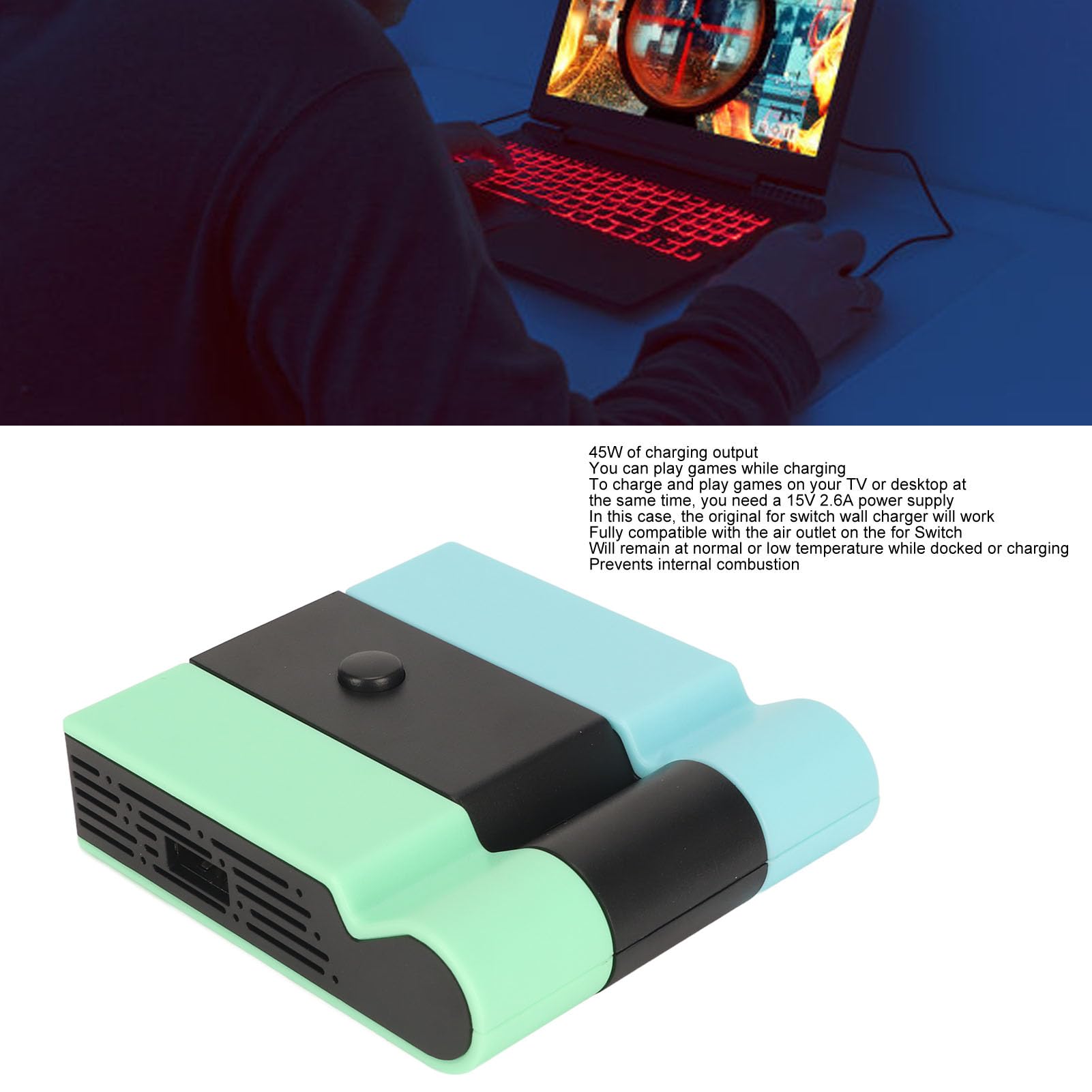 Adattatore per supporto TV HDMI portatile, dock TV per Nintendo Switch/interruttore OLED, con adattatore porta USB 3.0 extra (blu verde)
