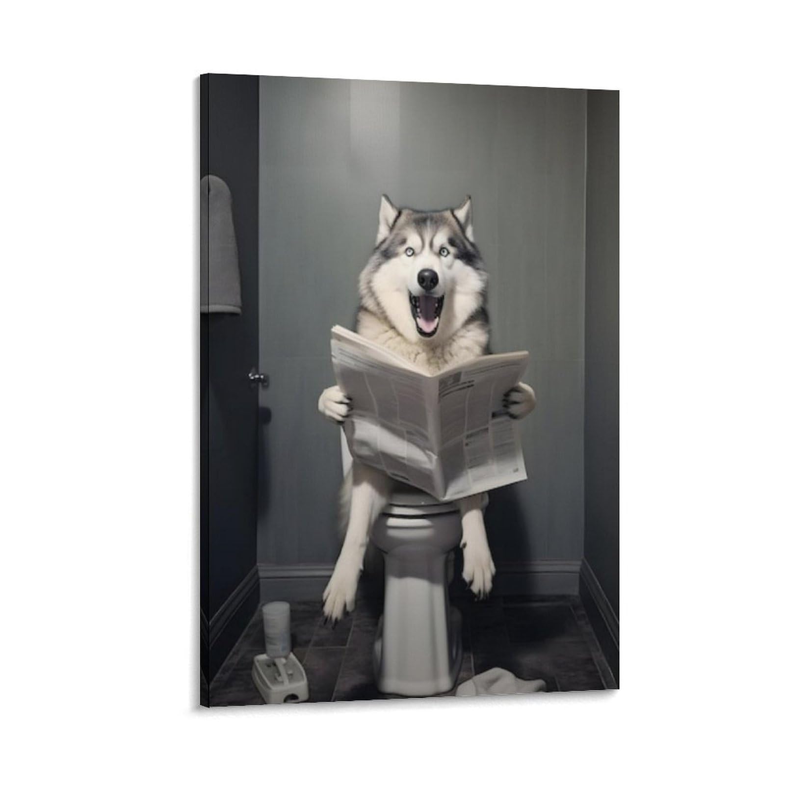 GQVCJSW Alaskan Malamute, FunnyBathroomDecor Canvas Poster Wall Art Decor Print Picture Paintings for Living Room Bedroom Decoration 16x24inch(40x60cm)
