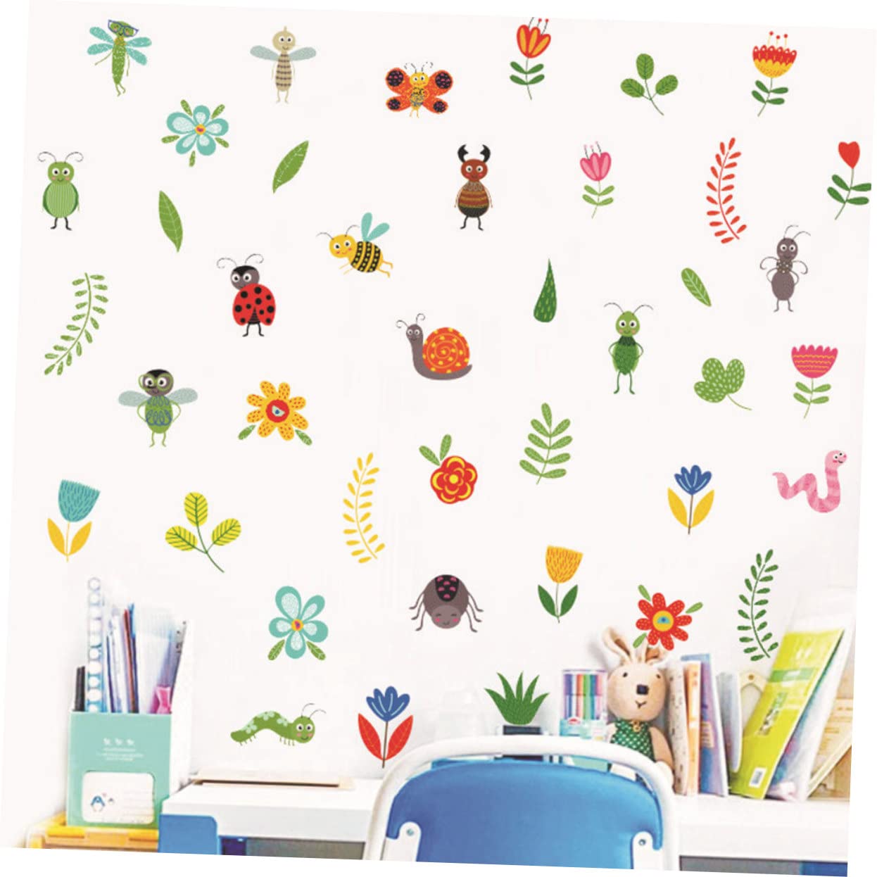 Yardwe 5 Juegos Pegatinas de Pared Infantiles Autoadhesivas de Flores y Animales Decoración para Habitaciones Quitar y Reubicar