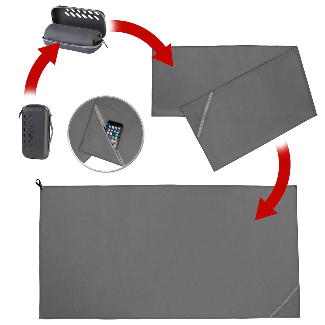 Pearl asciugamani da gastro: Set da 2 Asciugamani in microfibra, asciugatura rapida, borsa (in microfibra sportivi, asciugamano sportivo per palestra, fitness)