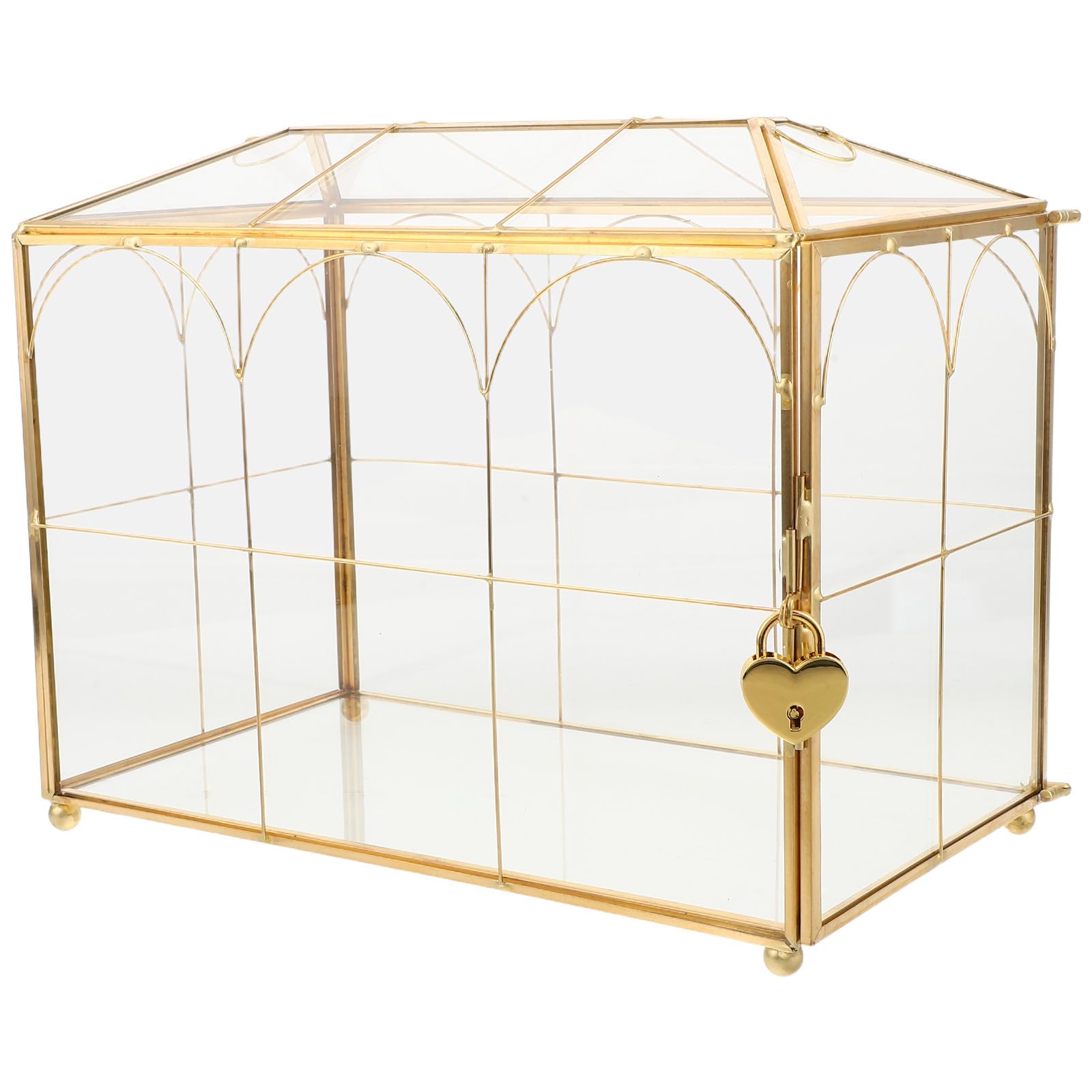 Toddmomy Elegante Hochzeitskartenbox aus Glas mit Goldfarbenem Schloss und Unabhängigen Kartenschlitzen für Stilvolle Aufbewahrung und Empfangsdekoration zu Hause