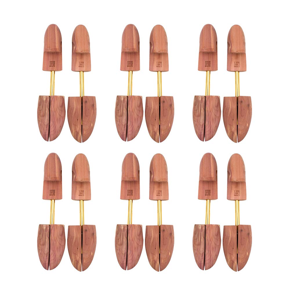 DEPABABA Cedar Shoe Trees for Men, Wood Shoe Tree with Split Toe, 7–14 Size Shoe Accessories for Sneakers, Boots 6 Packs