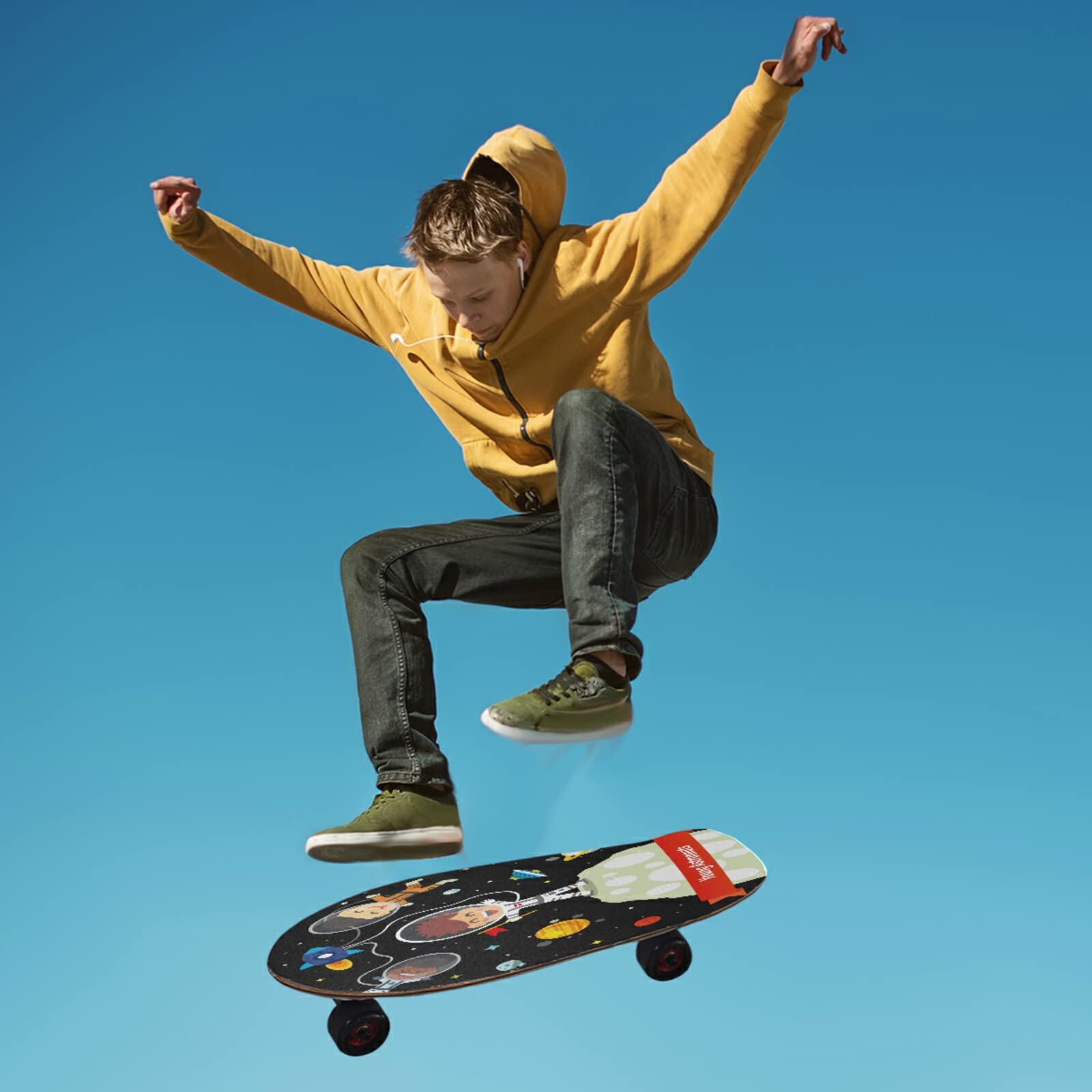 Griptape Skateboard Espace & Étoiles - 84x23 Cm Antidérapant Sans Bulles - Pour Longboard & Scooter