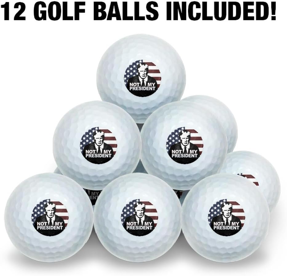 Not My President Anti Donald Trump Wilson Golf Balls 12 Pack, Regulation Size Full Color Premium Golf Balls