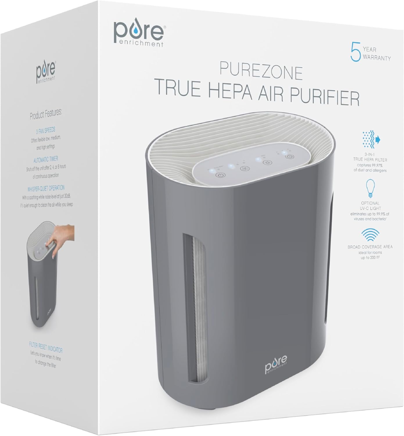 Mist Gray True HEPA Air Purifier with UV-C Light