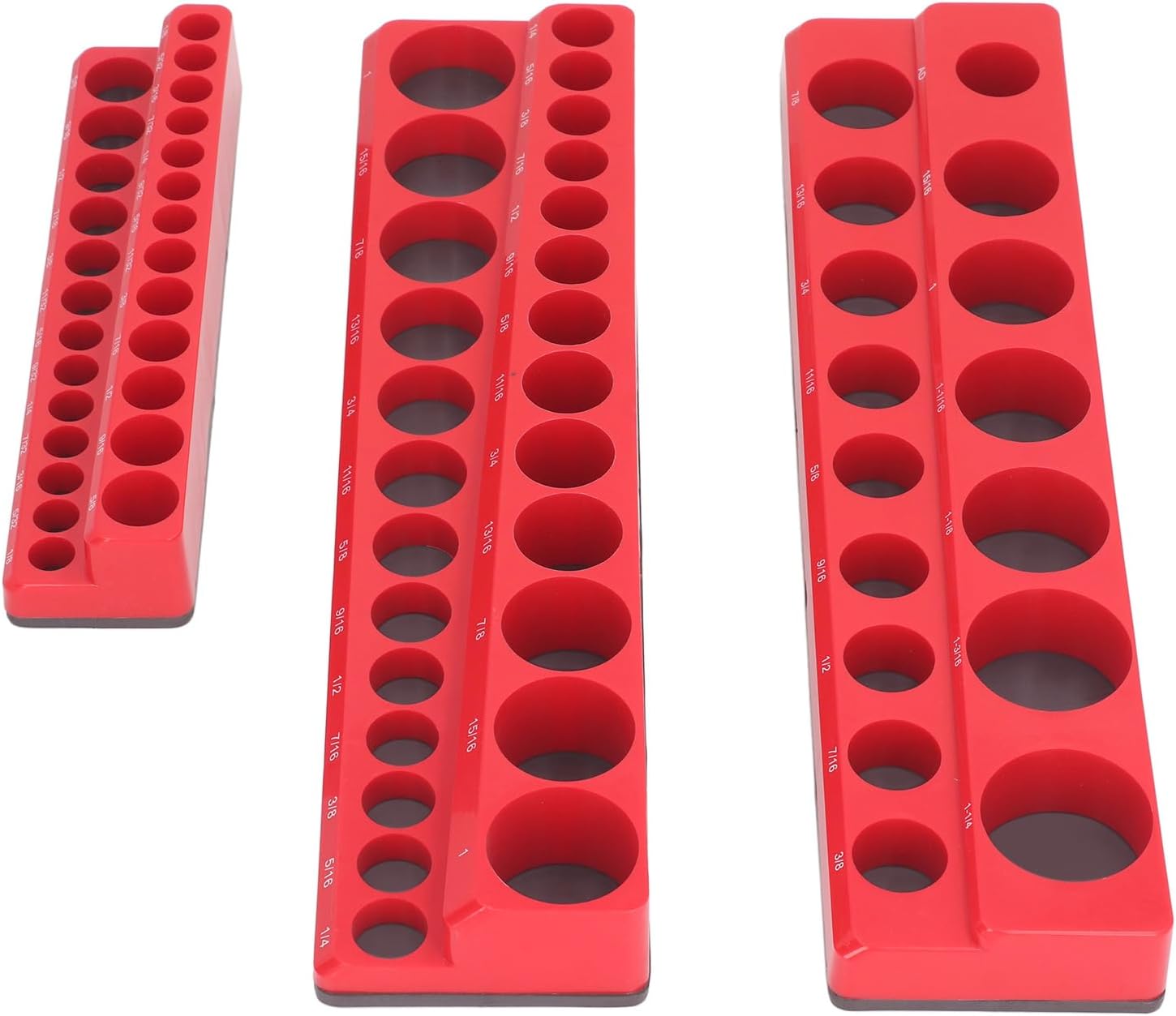 Magnetic Socket Organizer Set for 1/4, 3/8, 1/2 Inch Drive Sockets with 3 Trays, 68 Socket Capacity, ABS Material Rubber Base