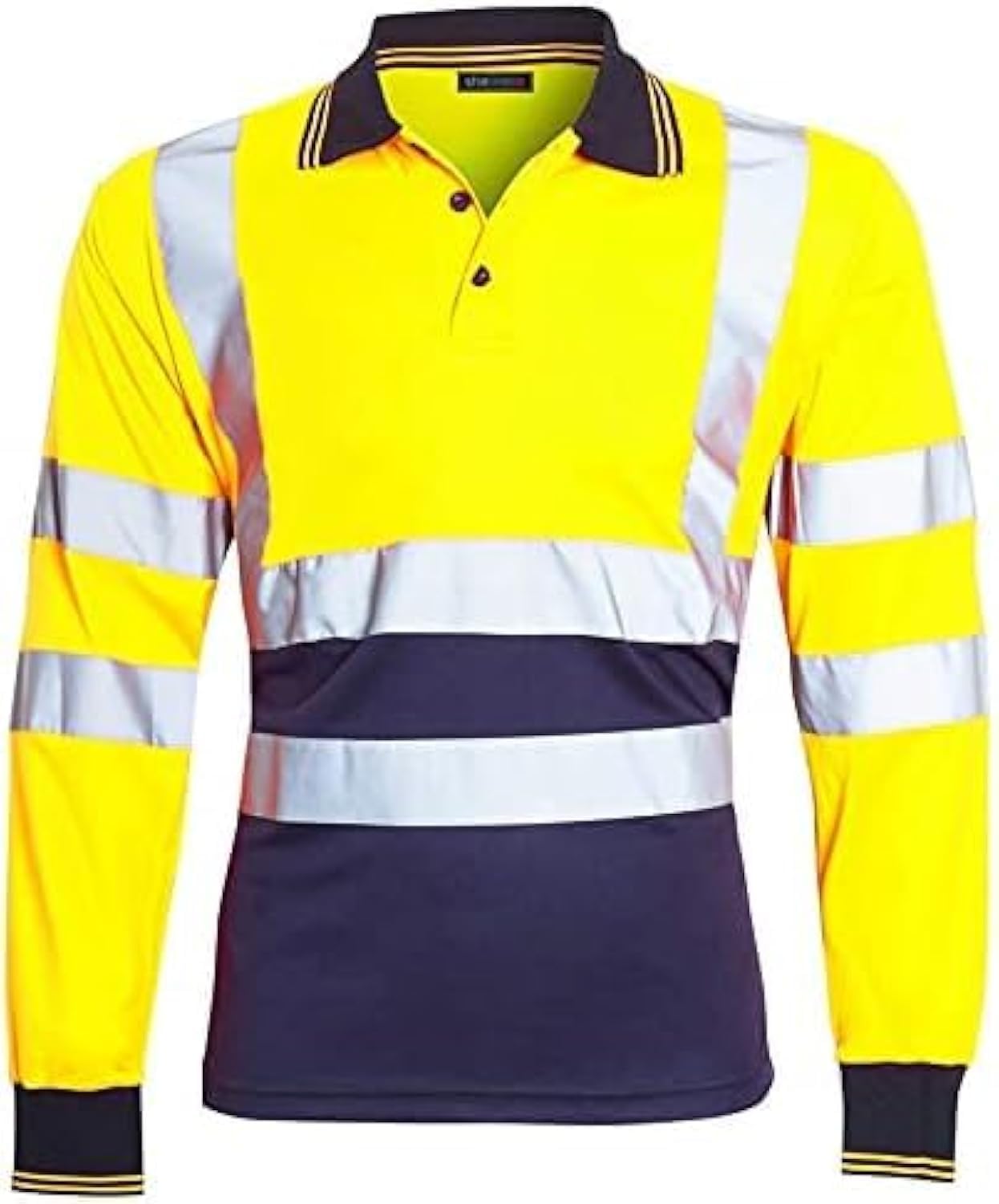 HIGH Visibility Long Sleeves Polo Shirt Reflective Tape Full Sleeve Work Wear Shirt