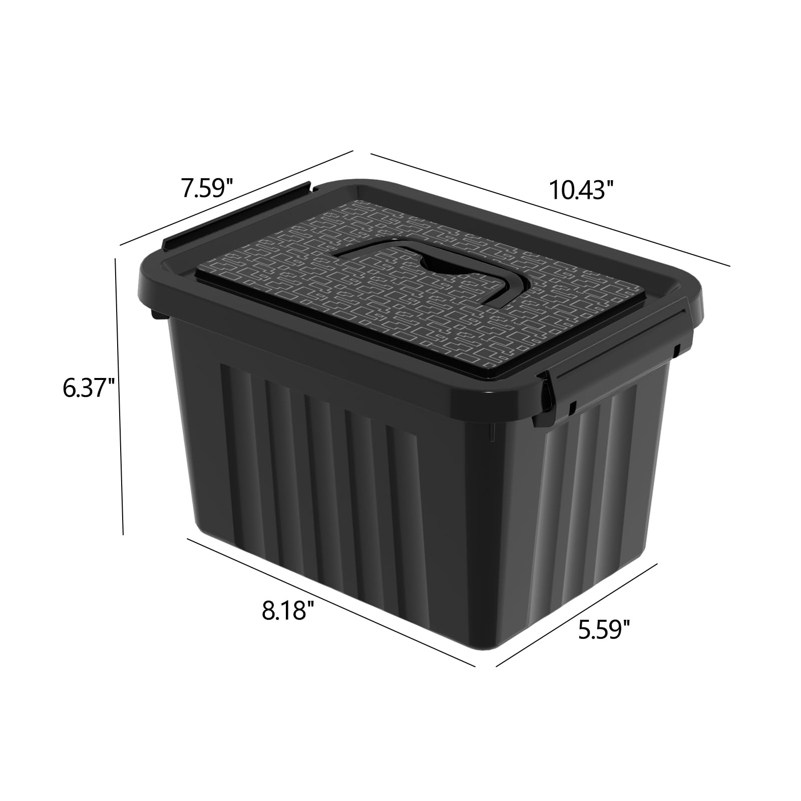 Contenedor de plástico negro de 6 cuartos de galón con asa, paquete de 6 | Cajas pequeñas de plástico con tapa