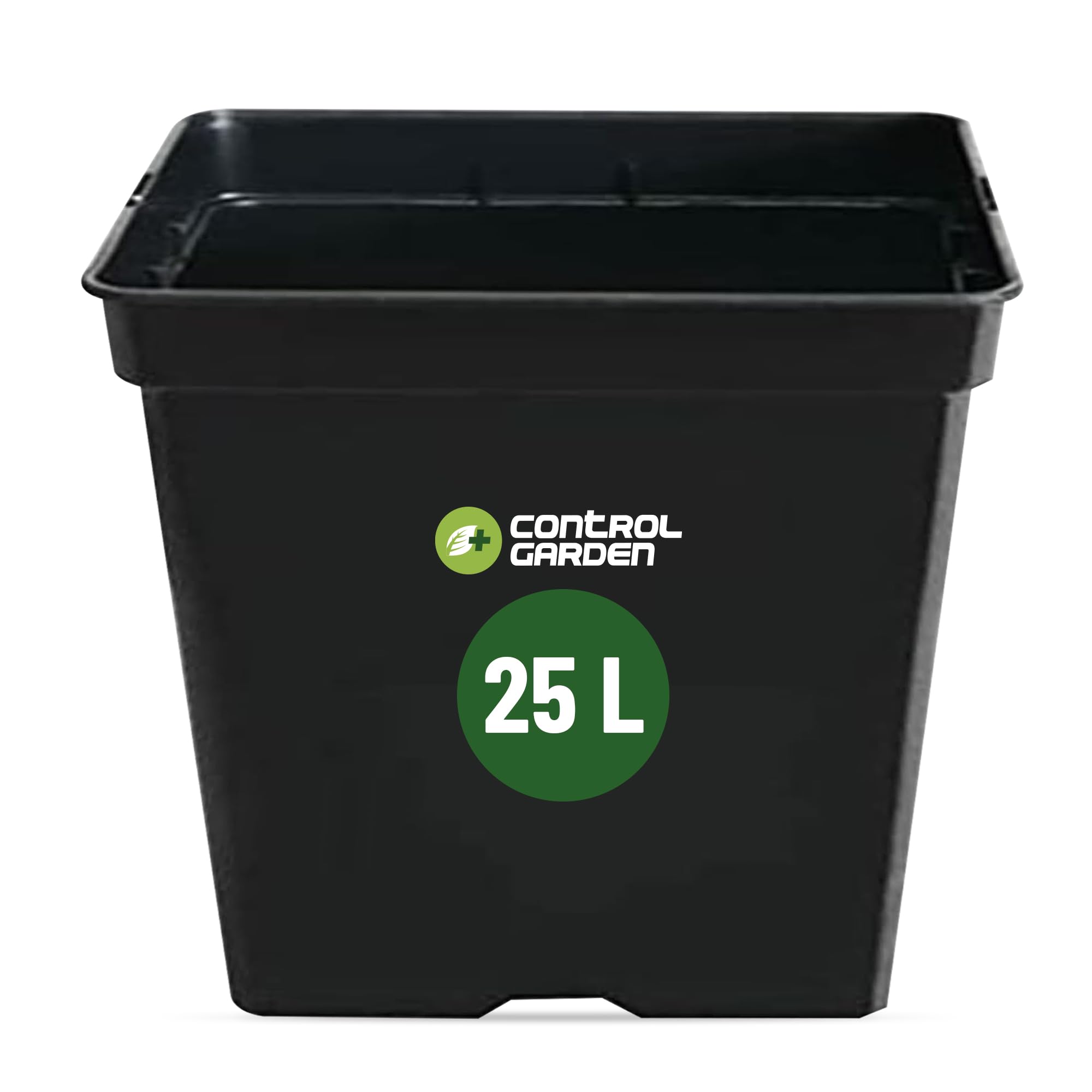GROWMANIA Pack 10 Macetas Cuadradas para Plantas Negra 25L - Diez Maceteros de Plástico para Flores 33x33x35 cm - Base 25x25
