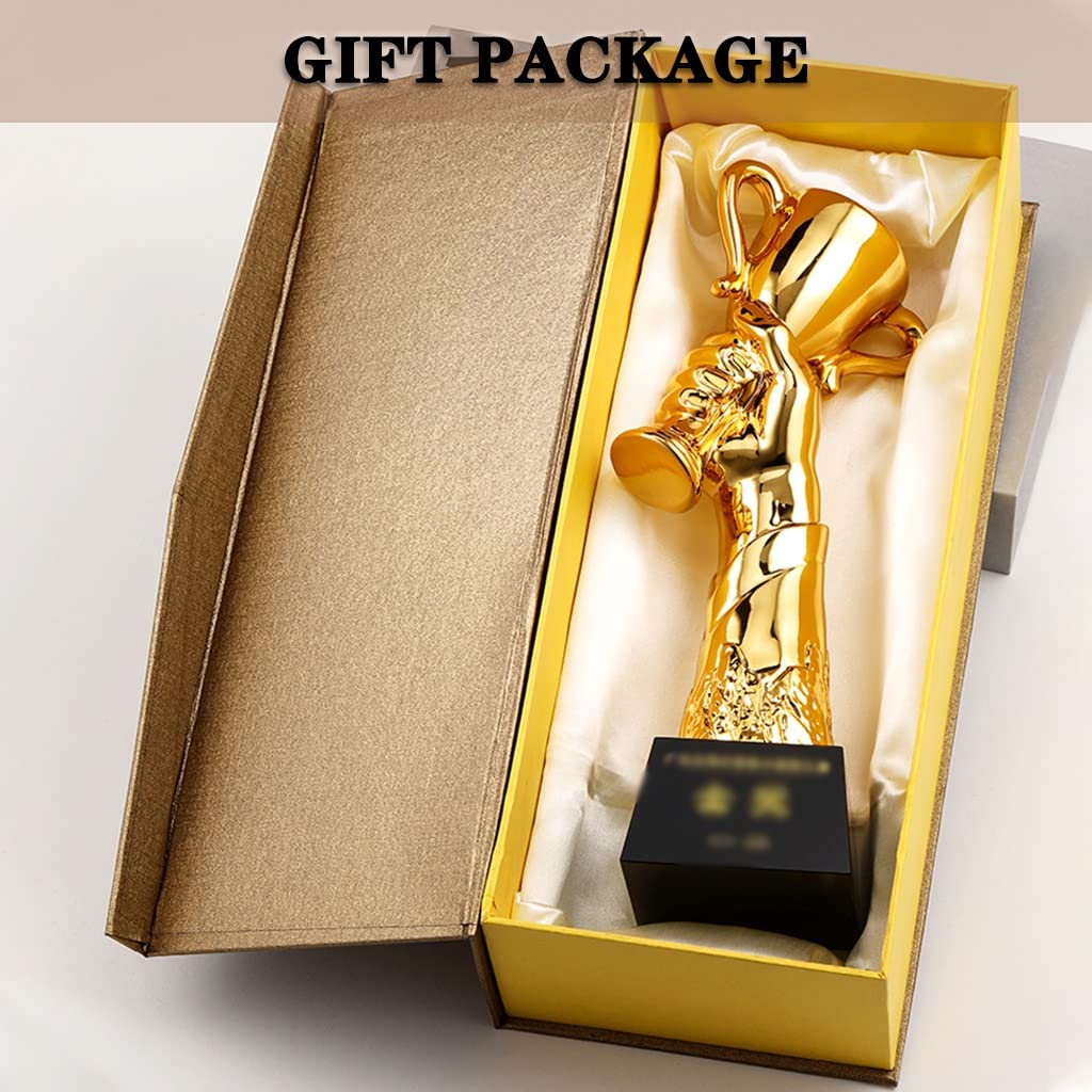 Trofeo Lindas Copas De Trofeo De Grabado 3D, Trofeo De Gloria De Resina Creativa, Premio Campeón De Ventas, Copa De Premios Chapada En Oro, Paquete De Regalo (Color : Gold Black, S : 8 * 28cm)