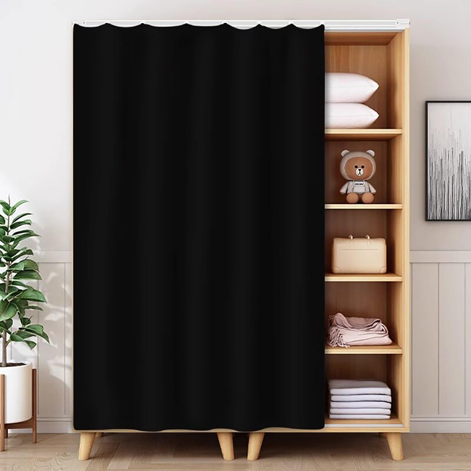 Générique Rideau de Placard avec Rails Coulissants, Rideau Anti-Poussière pour Rideaux de Porte - Rideau Occultant sur Mesure en Simili-Lin Coupe-Vent pour Cuisine, Salle de Bain Générique Rideau de Placard avec Rails Coulissants, Rideau Anti-Poussière pour Rideaux de Porte - Rideau Occultant sur Mesure en Simili-Lin Coupe-Vent pour Cuisine, Salle de Bain