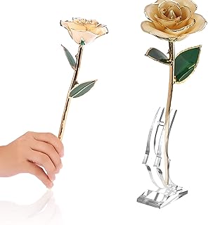 aqxreight Oro Rose de 24k Ornamento Chapada EN Oro para el Aniversario Cumpleaños Valenti Día Ornament ROSEROSE24K ROSEROSE ROSEROSE UNA Base EN ESCAP