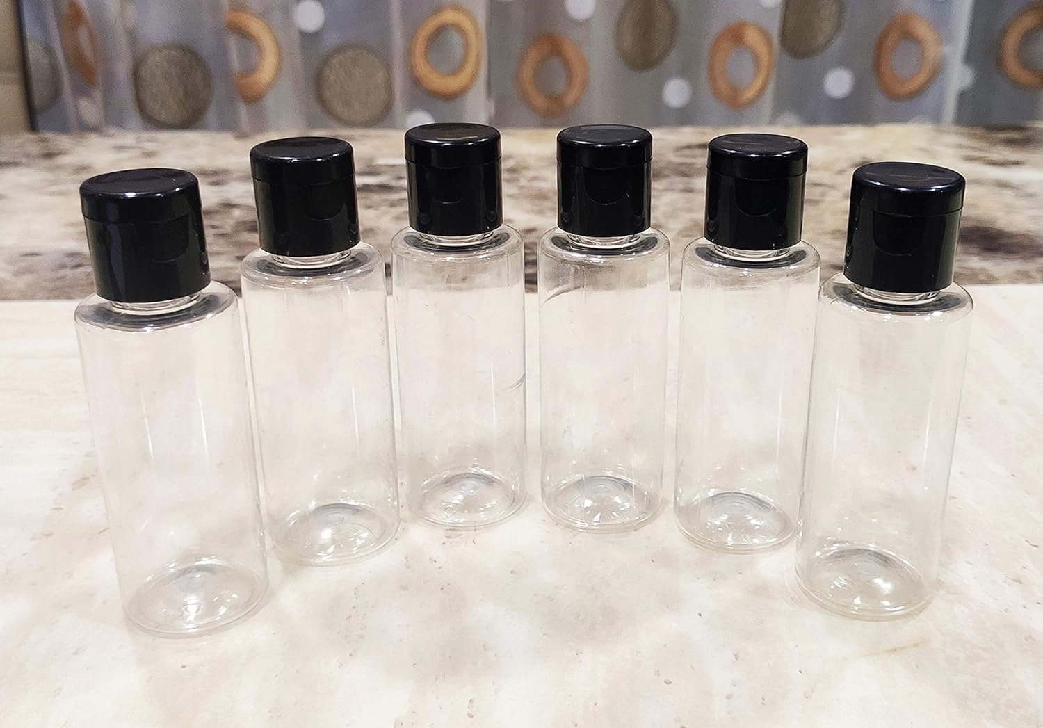 ikis Empty Transparent 50ml Refillable round Plastic Bottles with Flip Top Caps for Travel Bottle Kit, Multipurpose Lotion & Creams Set of 06-image-33