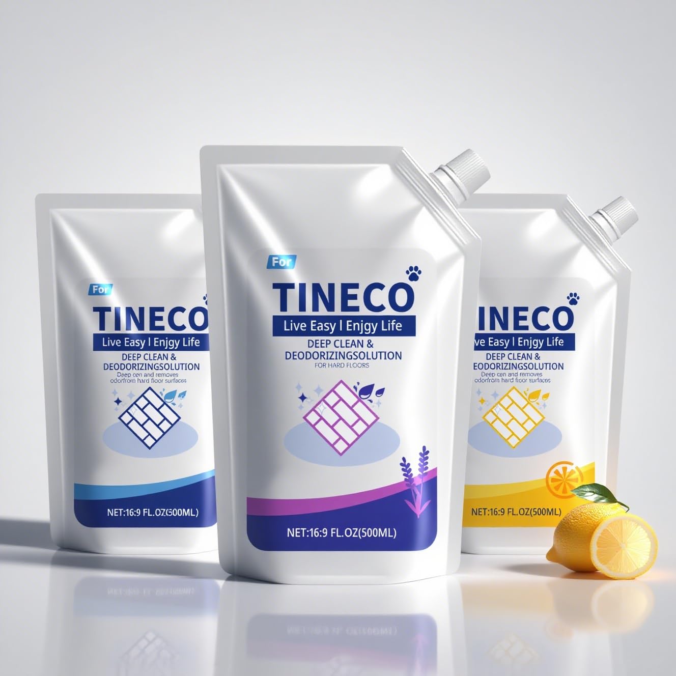 Detergente per pavimenti - Ricarica da 500 ml x 3, compatibile con Tineco iFloor 2/3 Breeze, FLOOR ONE S3/S5/S5 Pro 2/S6/S7 Pro, profumato al limone/lavanda/naturale, non lascia residui