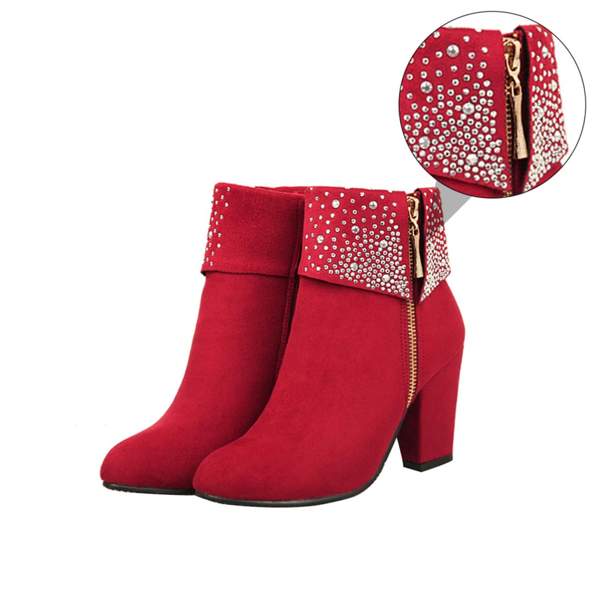 Stivaletti Autunno Inverno Con Strass Stivaletti Con Strass Tacchi Piattaforma Per Le Donne Scarpe Eleganti Per Donna Con Pompe Da Donna Rosso Materiale Superiore: Pu