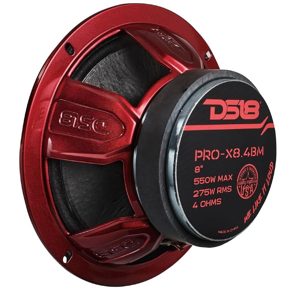 KIT Set pour DS18 Pro-X8.4BMPK, Système de Haut-parleurs 2 Voies 20 cm 200 mm 8", 275 Watts RMS, 550 Watts Max, avec 2 woofers et 2 tweeters, 4 ohms, pour Voiture, kit par Paire