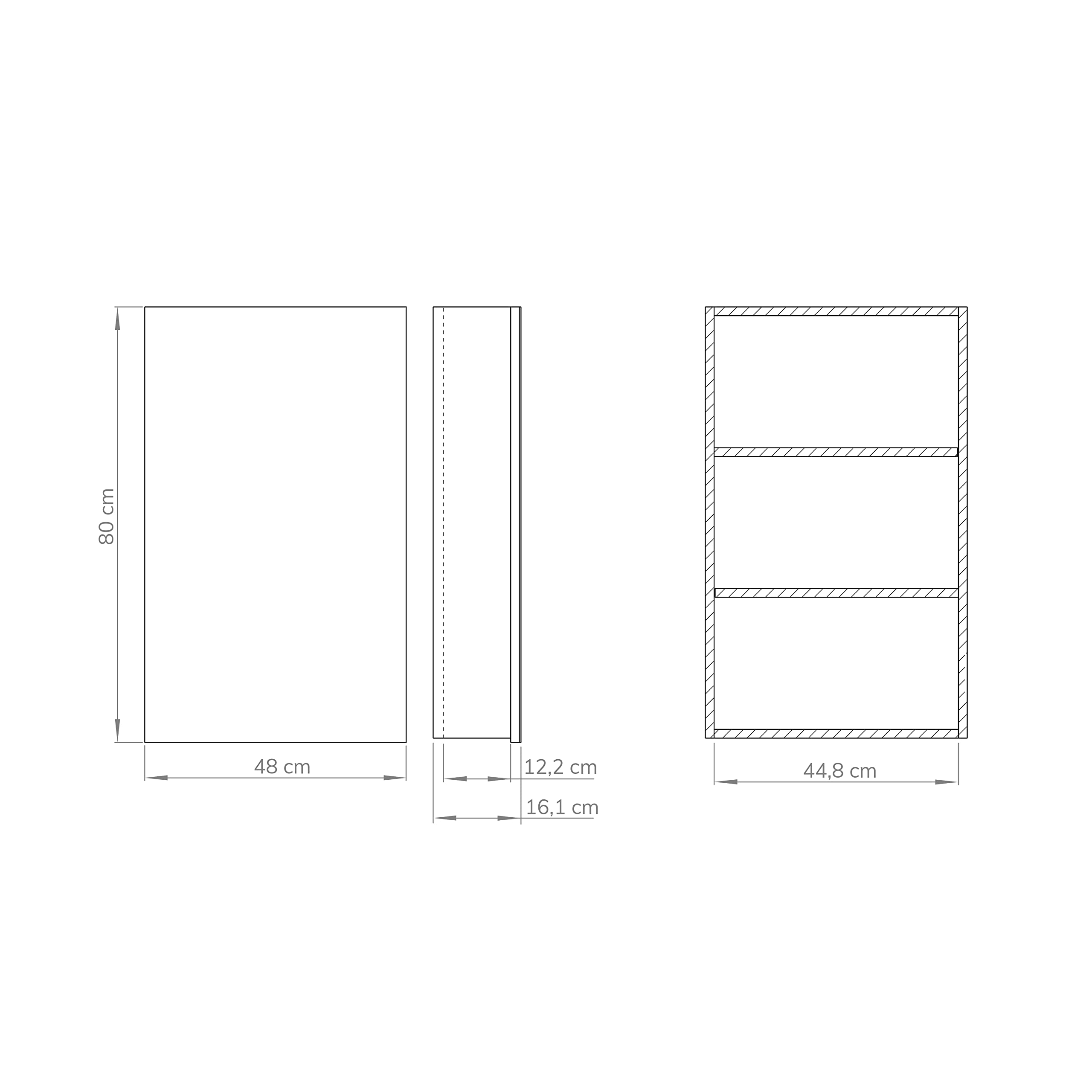 Baikal Mueble Camerino con Espejo, Armario Auxiliar de Baño Multiusos, Opción con o sin Luz LED. Mueble de Pared de fácil colocación. Armario MONTADO. Acabado Blanco. Camerino 48 cm
