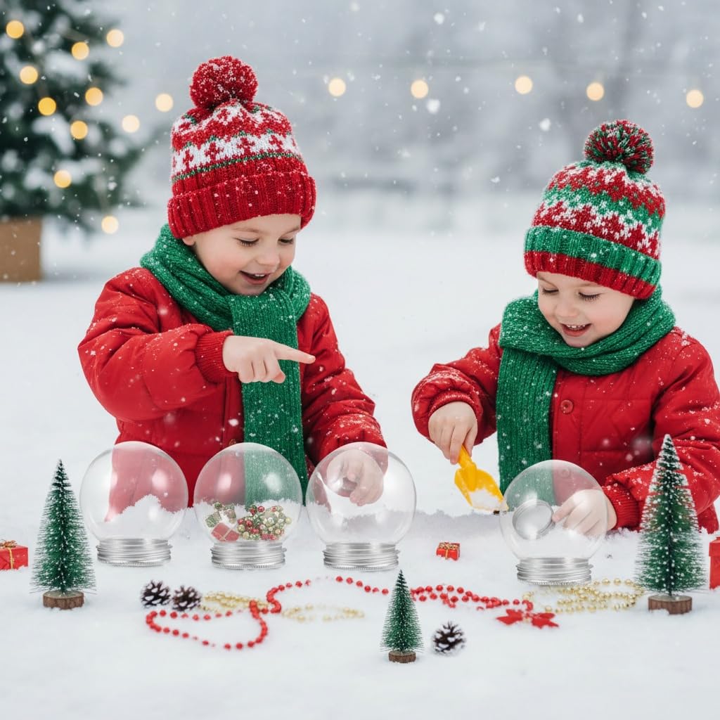 Veemoon Kit di 12 globi d'acqua trasparenti con neve per realizzare decorazioni natalizie e progetti creativi, infrangibili, facili da pulire e da usare