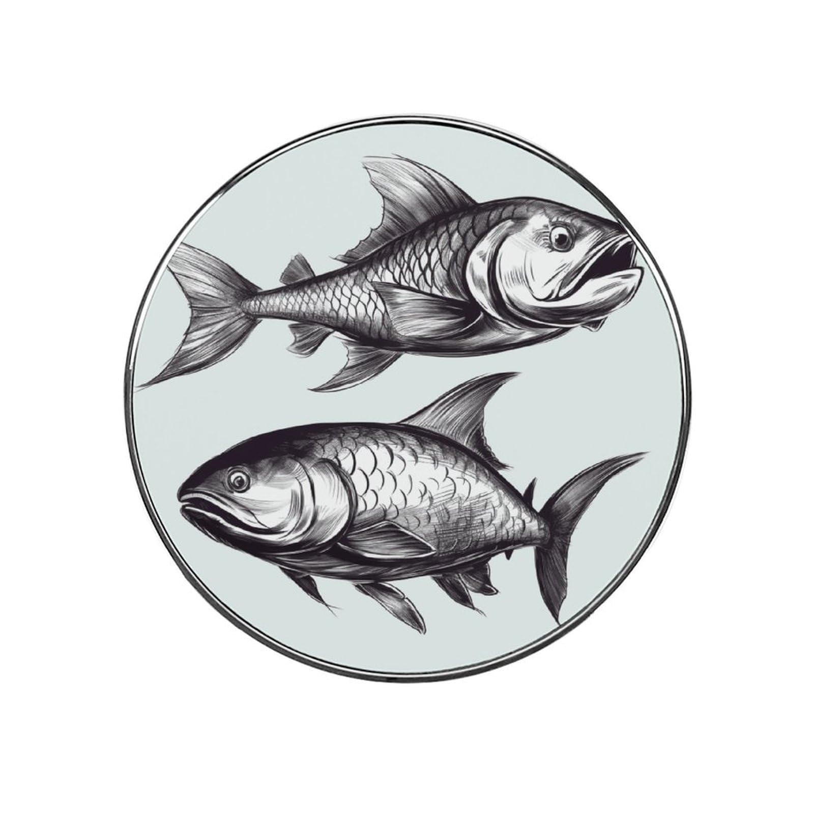 Adfgyerh Style Sketch Fish Refrigerator Magnets Circular Design，Stickers Home Decorations，Fridge Magnets For Fridge Plant Lovers Kitchen Office Locker Whiteboard Car Garage Decor.