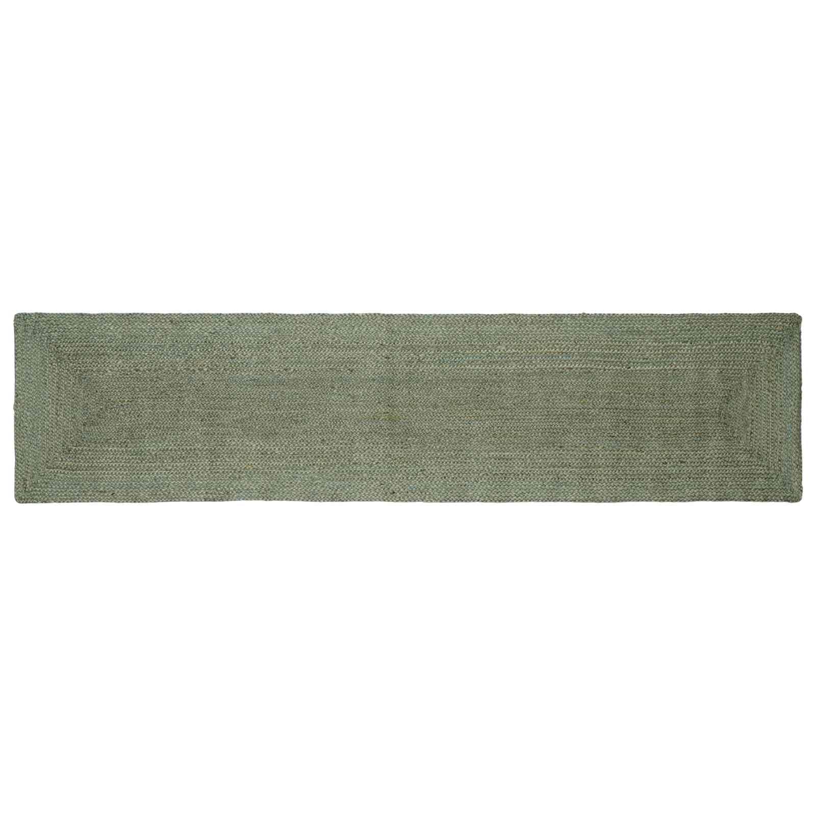 Dywan obszarowy, chodnik oliwkowy zielony, 60 x 250 cm, ręcznie wykonany z juty, prostokątny, łatwy w pielęgnacji, do salonu, sypialni, korytarza, biura, nowoczesny i trwały