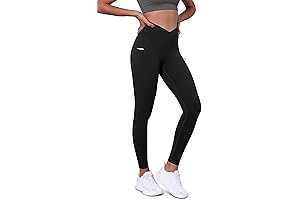 Women's Gathered Cross V Waist Yoga Leggings with Pockets, 25" / 28"...