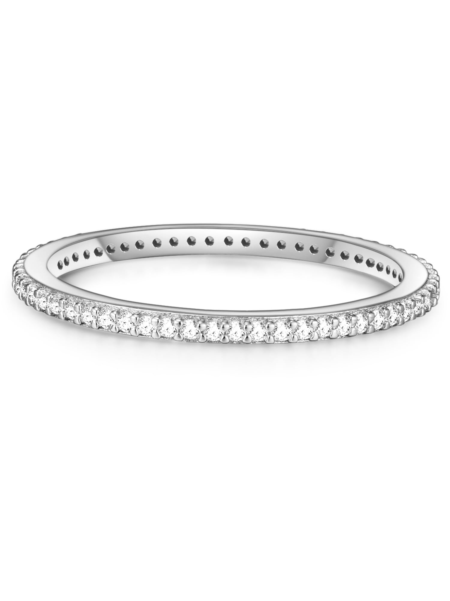 GLANZSTÜCKE MÜNCHEN Damen Ring aus 925/- Sterling Silber mit Zirkonia Weiß | dünner Memoirering,Stapelring,Vorsteckring,filigran,Silberring mit Steinen,Bandring,Ringbreite 1,3 mm