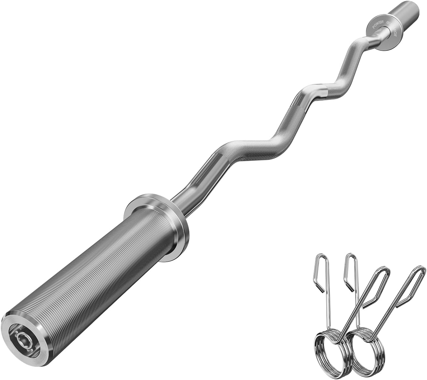 POWER GUIDANCE 2 Inch Curl Bar with Weights 47", 300LBS Weight Capacity Olympic EZ Curl Barbell for Bicep, Tricep and Weight Lifting Exercises