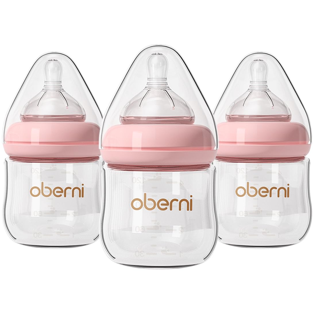 Product image Oberni Babyflaschen aus Glas, Anti-Colic Milchflasche mit weiter Öffnung, Langsamer Nahrungsfluss (S) Silikon Sauger,0 Monate