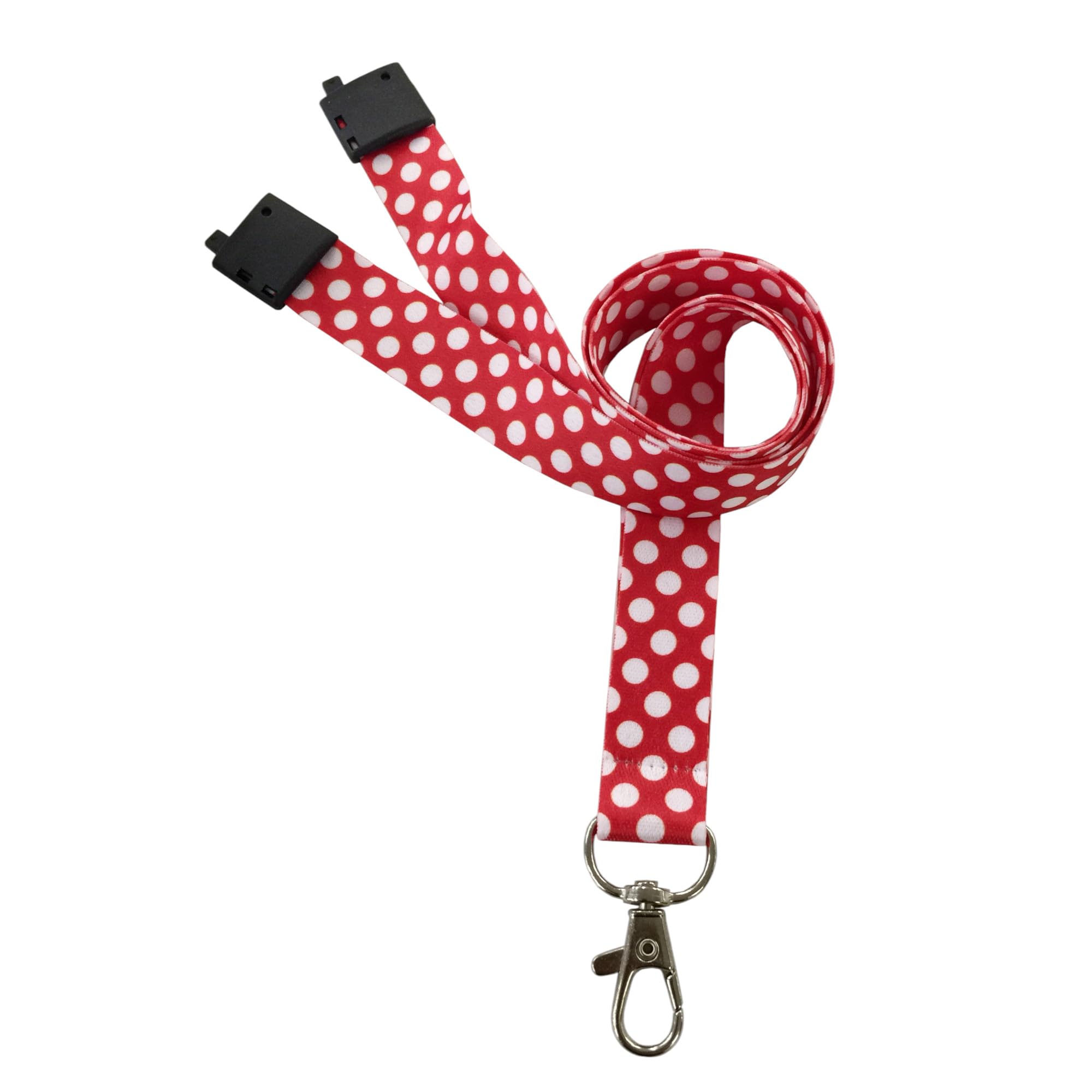 Customcard ltd Printed Polka Dot Lanyard Red Breakaway Lanyard with Metal Trigger Clip