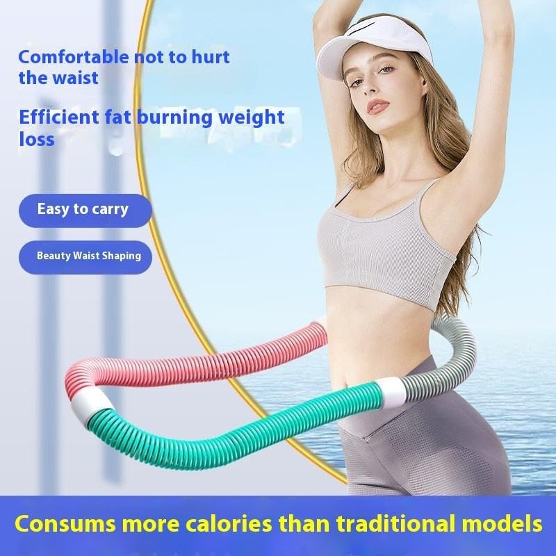 Image of Weighted Soft Spring Hula Hoop for Adults, 3.3lb Foldable for Home and Travel, Portable Slimming Fitness Hoop for Weight Loss, Waist-Friendly Design, Upgraded Closed Silent Version (Design-2)