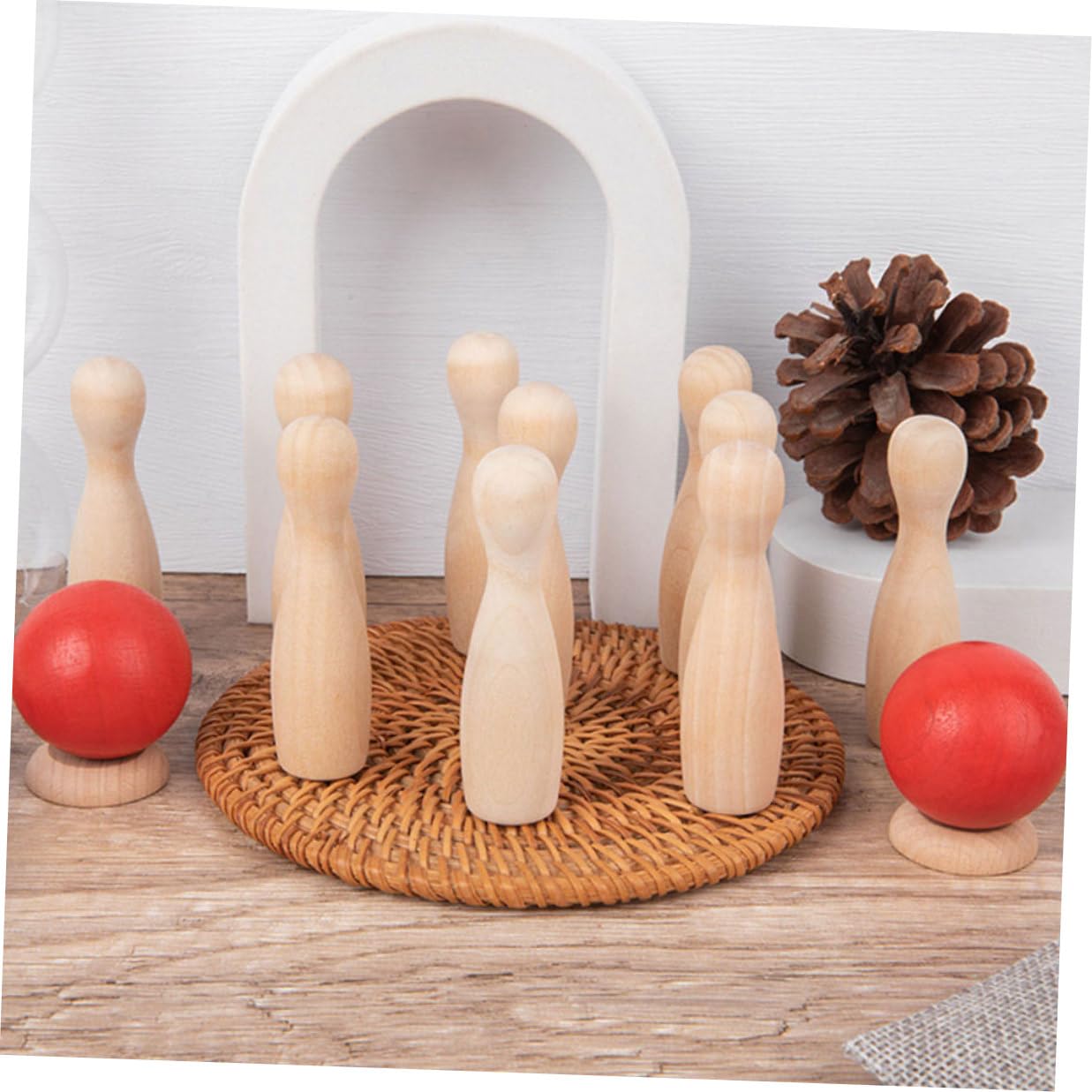 Healeved Jeu de Bowling de Table en Bois, 2 Lots pour Garçon et Filles