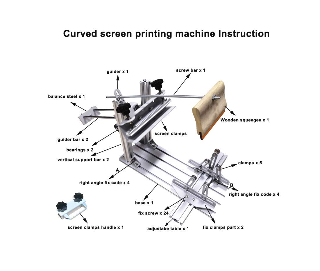 Amazon.com: Manual Cylindrical Round Curved Screen Printing Machine for Pen  Cup Mug Bottle without Screen Frame : Arts, Crafts u0026 Sewing