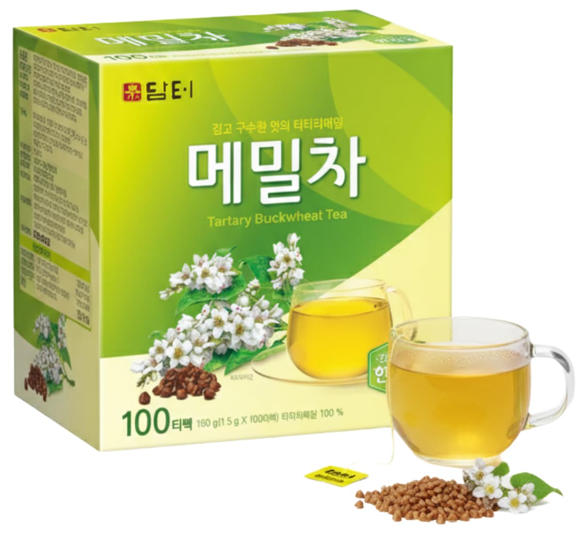 Damtuh Tartary Buckwheat Tea – Nutty & Refreshing Herbal Tea, Caffeine-Free, 100 Tea Bags (1.5g each)