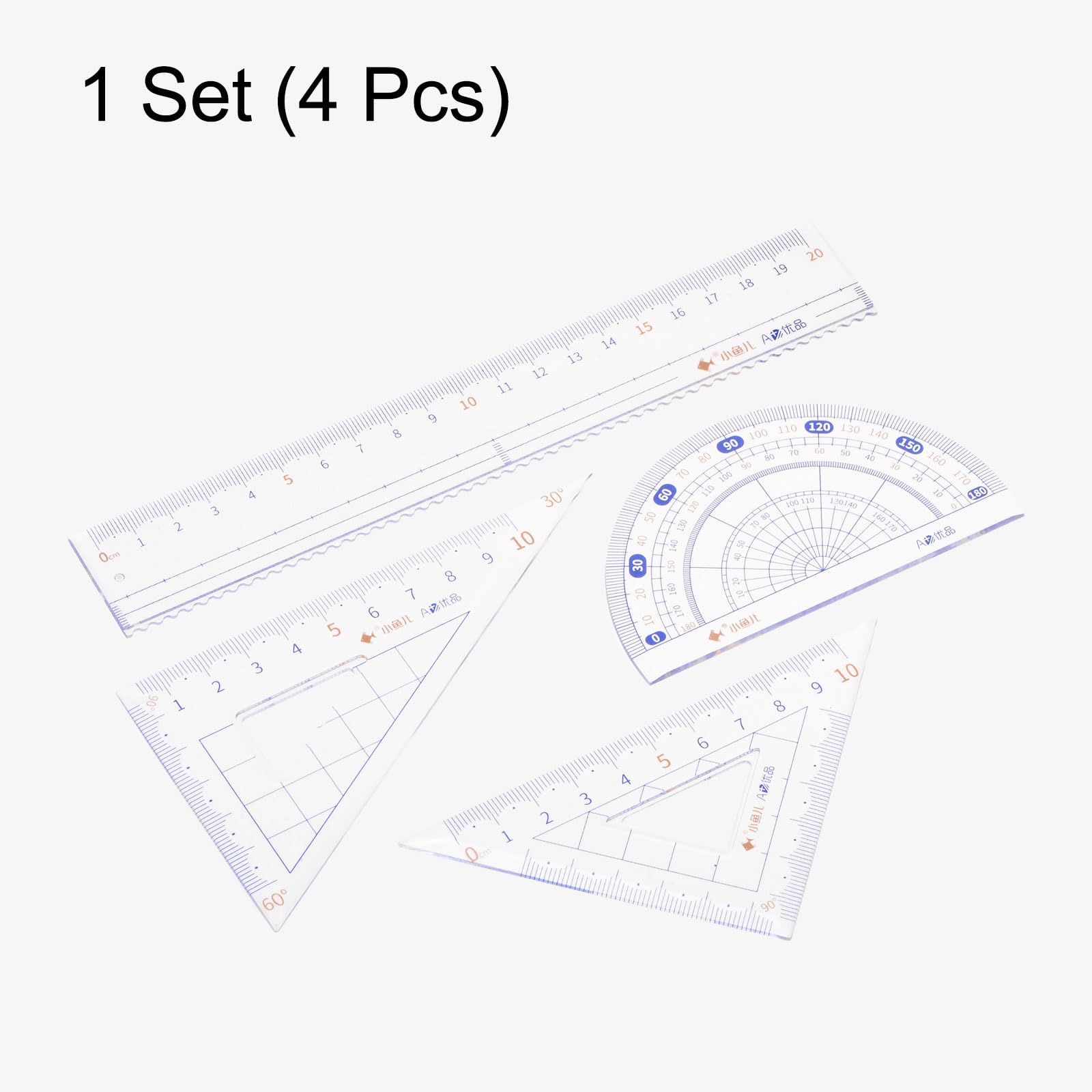 Pryma Set Geometrico Completo | Squadra 45° e 60° + Riga 20 cm + Goniometro 180° – Strumenti di Precisione per Scuola, Ufficio e Disegno Tecnico
