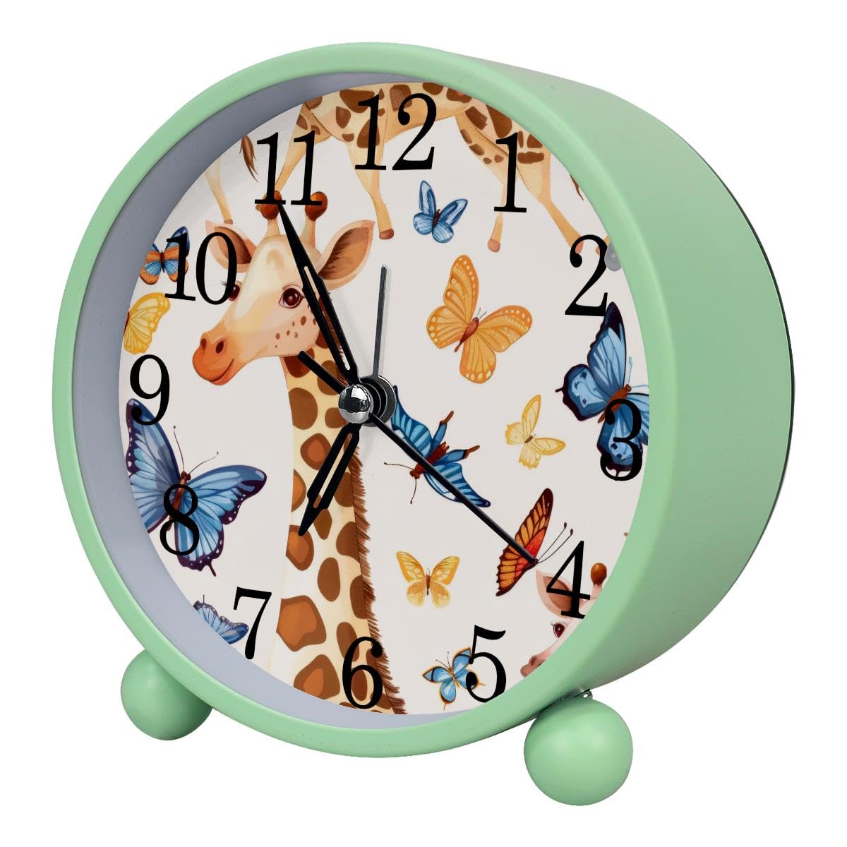 Luoweisi Alarm Clock Giraffe Butterfly, Silent Non-Ticking with Night Light