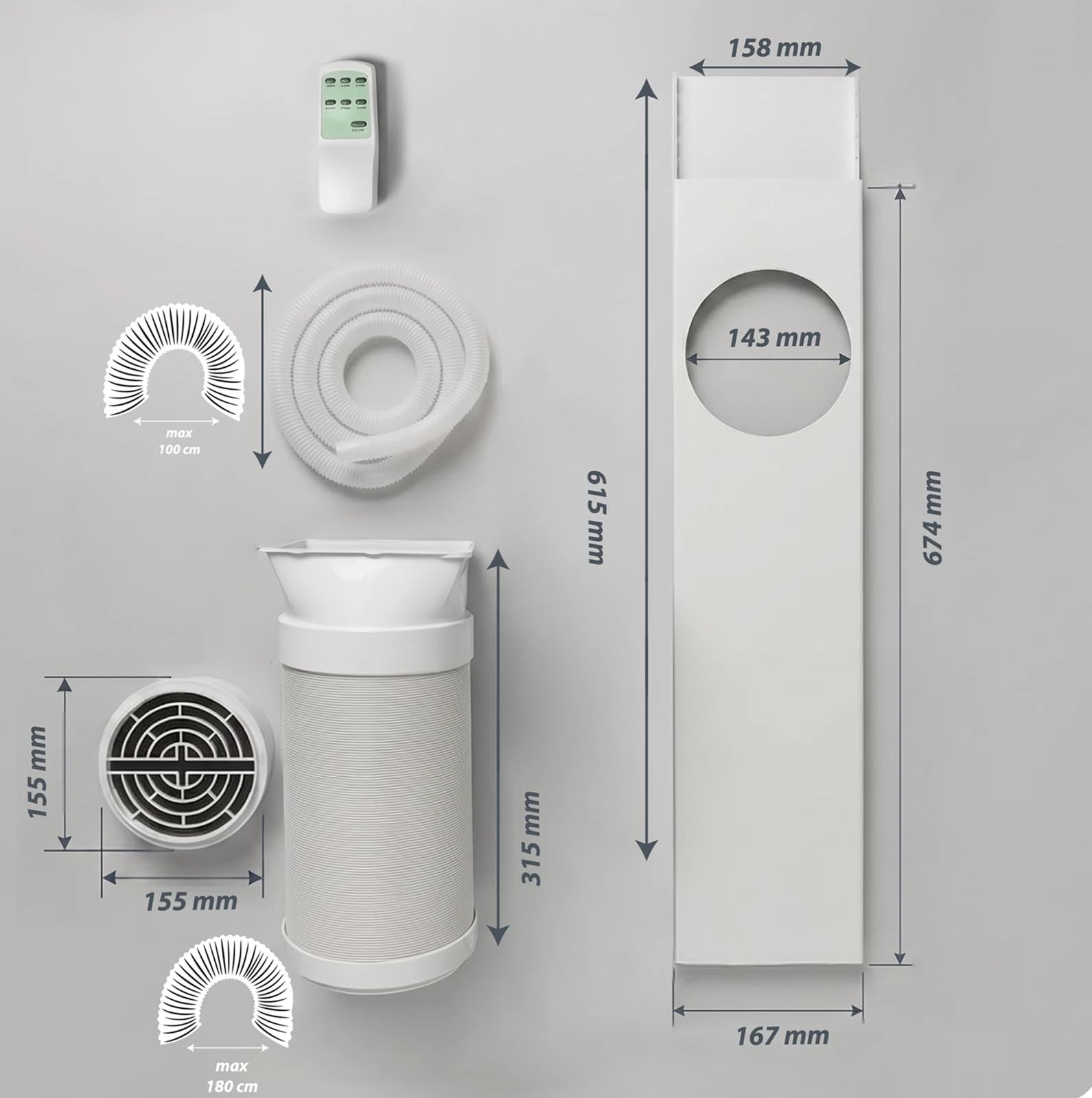 Hantech Mobile Inverter Klimaanlage 12000 BTU mit Abluftschlauch 3,5 kW | 3in1 Inverter Klimagerät zum Kühlen & Entfeuchten für 14-22m² Räume. Sparsame Energieklasse A mit Timer & Fernbedienung.