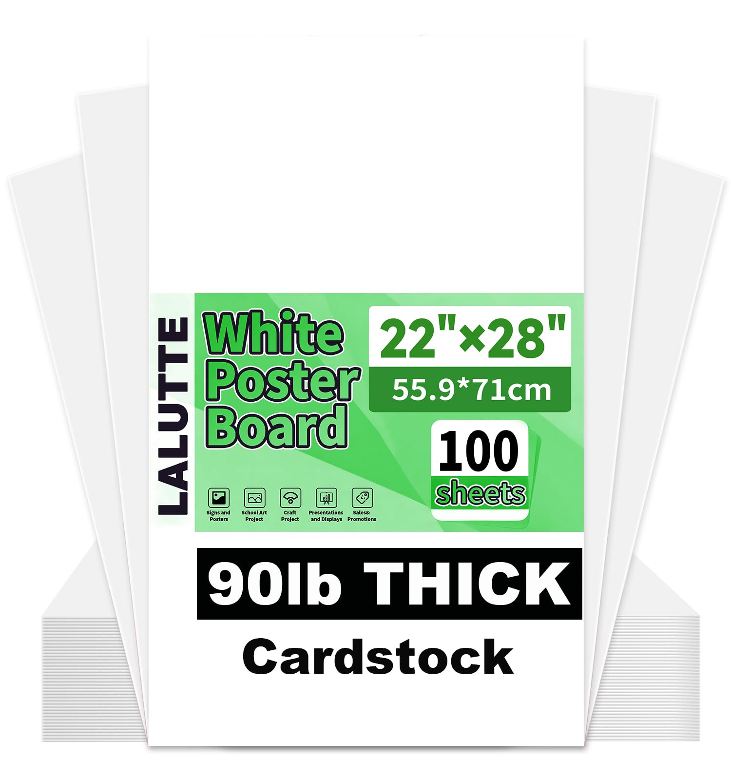 100Pcs White Poster Board 22"X28", 250 GSM Thickness Poster Paper, Glossy&amp; Matte Side Large Posterboard, Poster Board Bulk For School Arts Crafts,Project Presentations,Drawing,Office,Displays,Signs