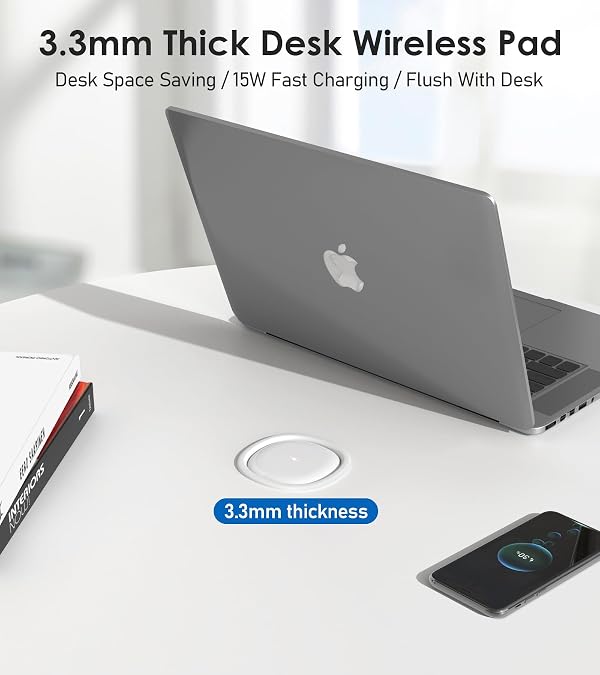 ANNQUAN 3" Pop Up Countertop Receptacle with 4 USB Ports 15W Wireless Charger,Max 20W Power Delivery Pop Up Outlet for Home Office Kitchen (ETL Listed) by ANNQUAN - Image 4