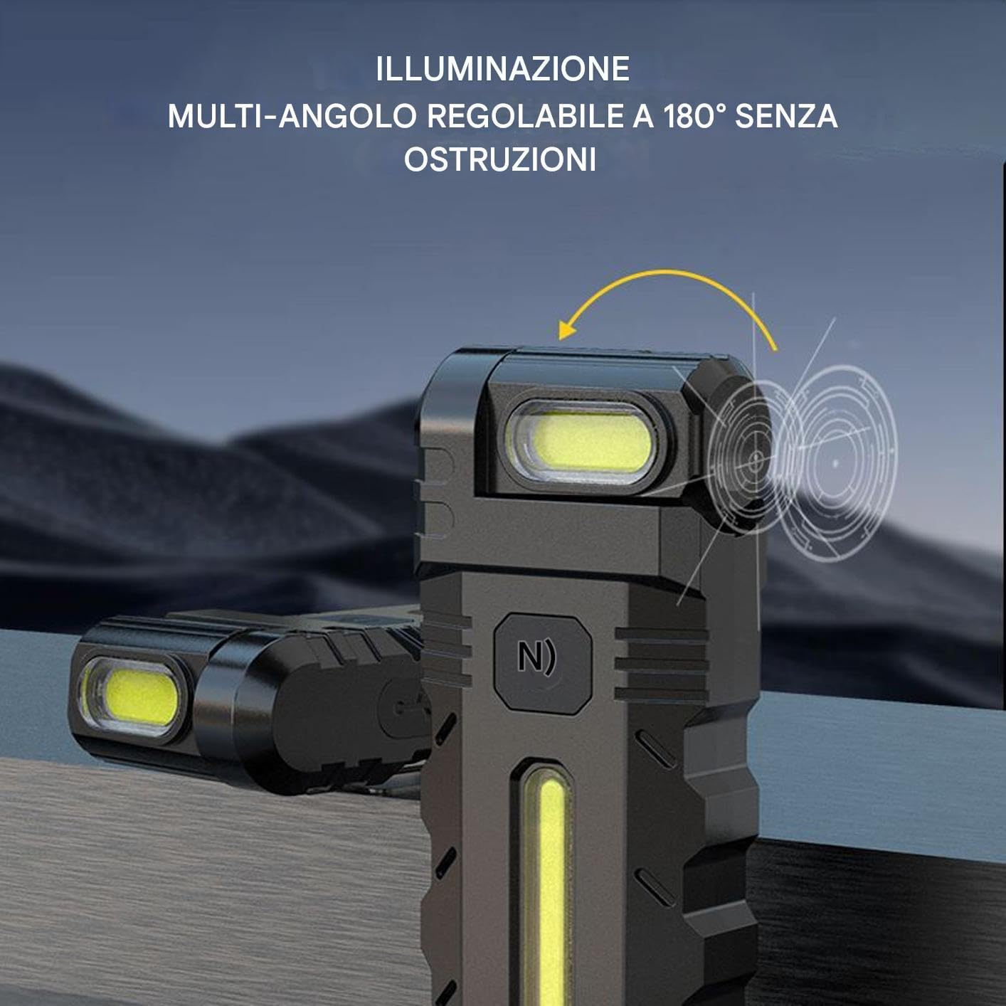 Mini Torcia LED COB Ricaricabile USB, 800LM, Con Batteria 500mAh, Portachiavi, Nera, Nuova - Foto 4