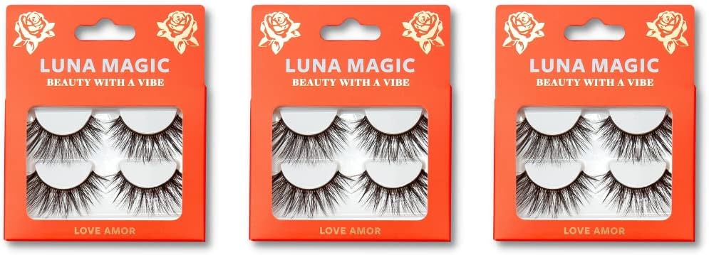 LUNA MAGIC Love Amor Faux Mink Wispy Lashes, Reusable, 3 Pack