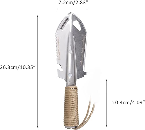 Miniatura 7 de Paleta de camping, mini paleta de mochilero, multifuncional, acero inoxidable para jardinería, plantación, supervivencia al aire libre (verde