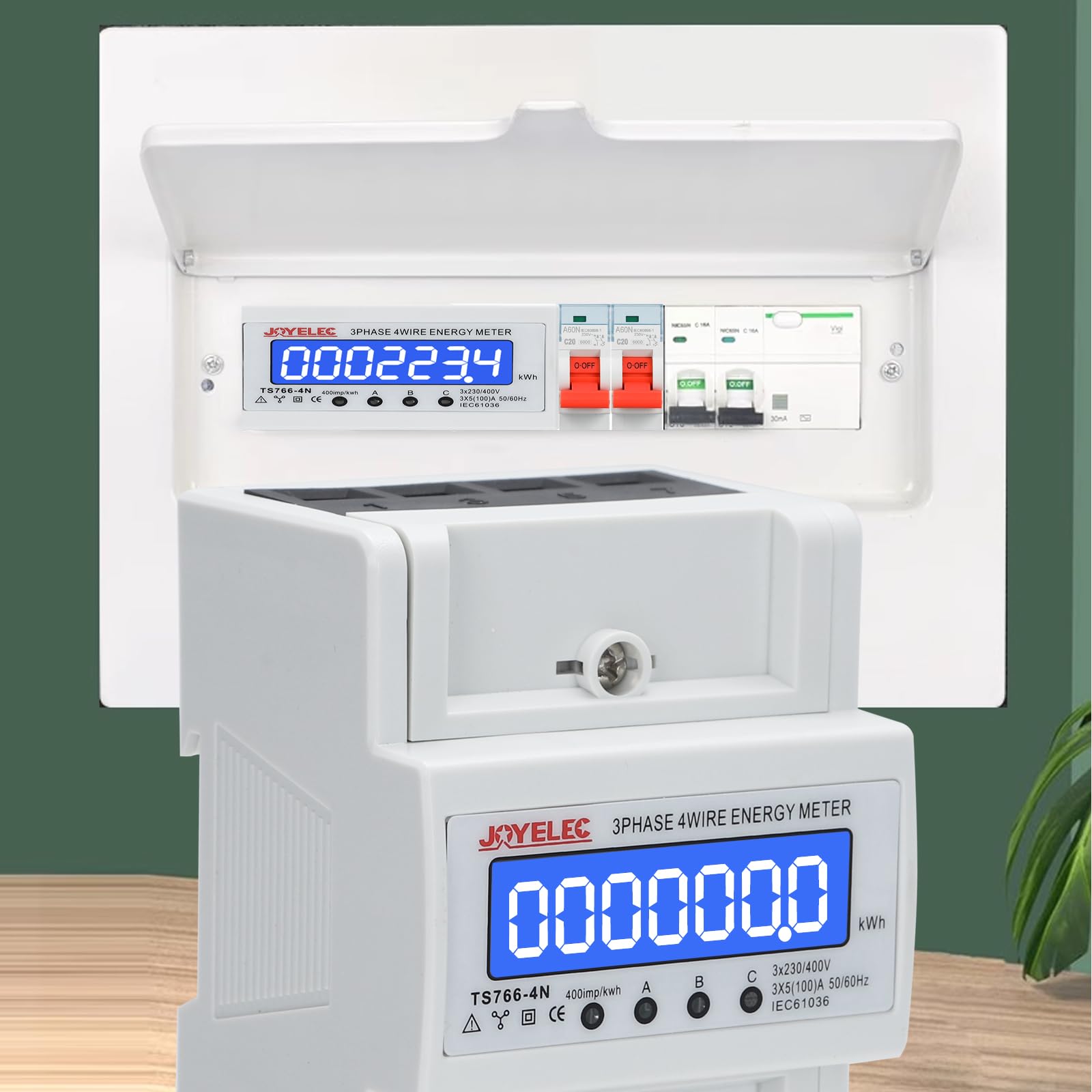 Dreiphasenzähler 3 Phasen 4Leiter 3x230V/400V 5–100A 50/60Hz Impulszähler Stromzähler digitaler LCD kalibriertes Stromverbrauchsmesser für DIN Hutschiene