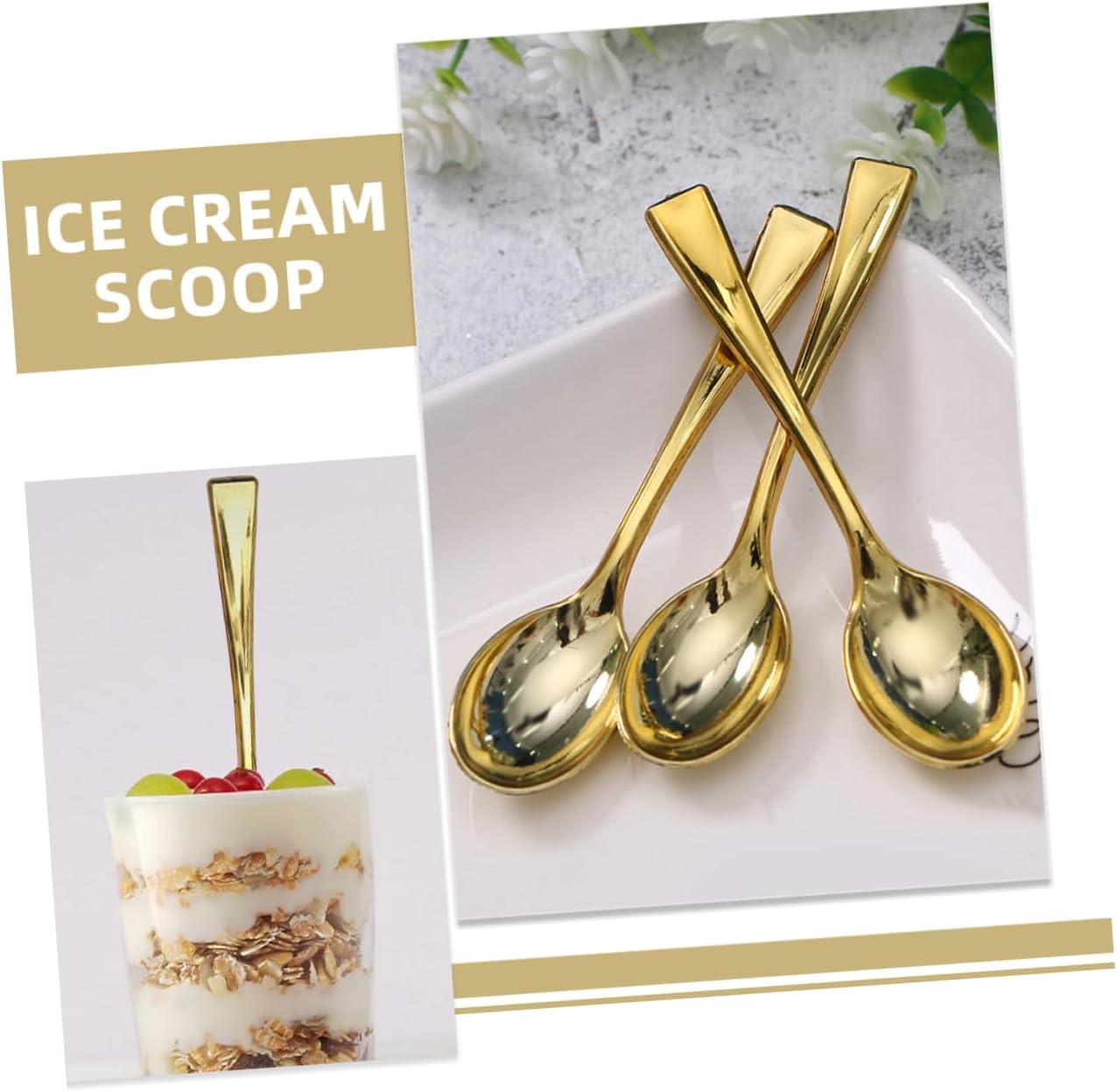400pcs Gold Mini Dessert Spoons Portable Cake Spoons for Ice Cream Snacks and Fruit for Parties Banquets and Family Gatherings