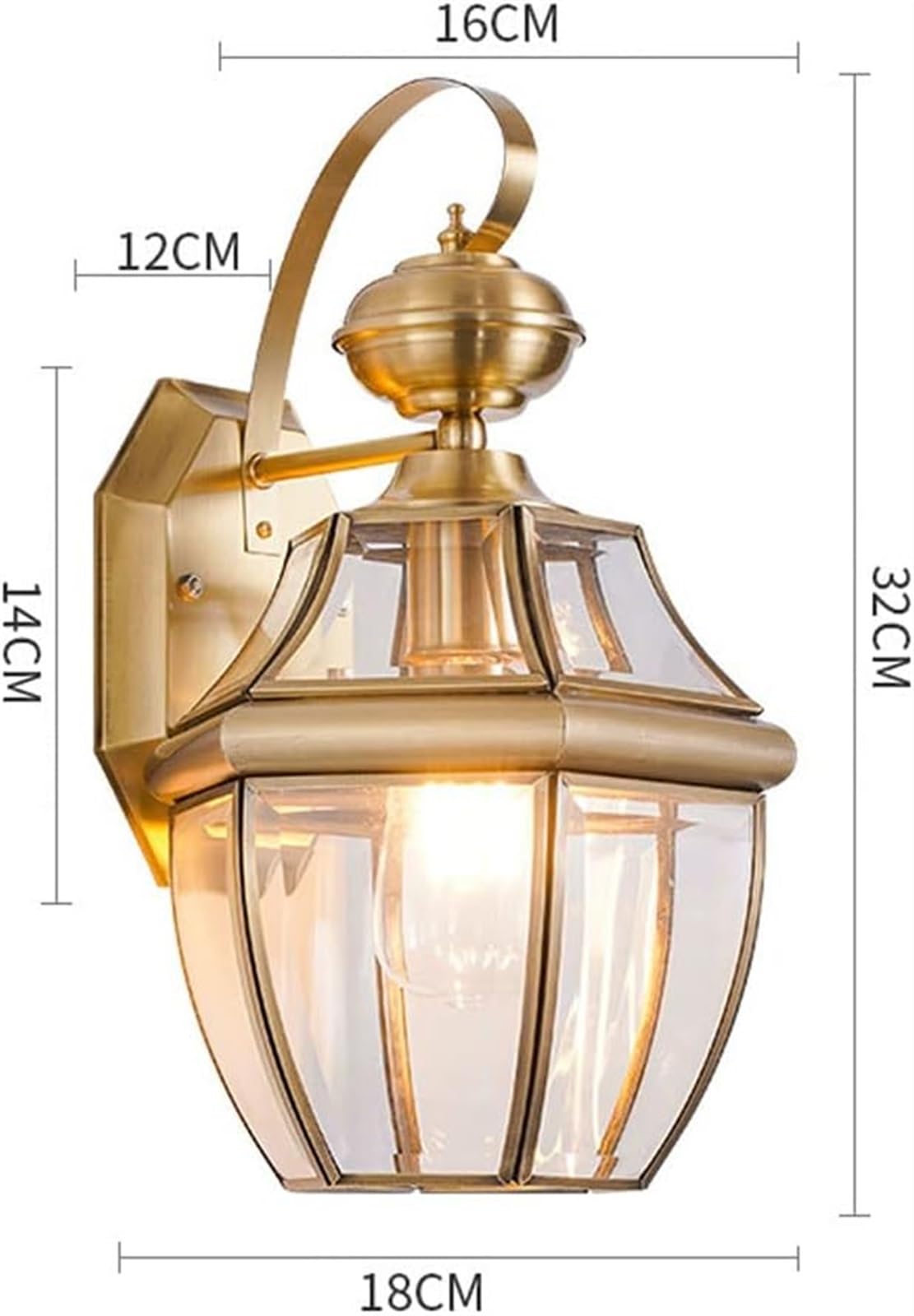 Applique Murale extérieure étanche en Verre et cuivre, luminaire d'extérieur pour Porche, Lanterne Murale Antique pour Jardin, terrasse, Garage